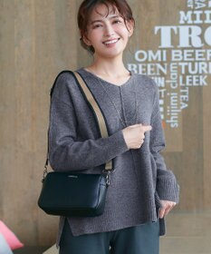 Tiaclasse 【安田美沙子さん着用・洗える】メランジVネックニットプルオーバー