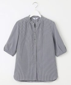 J.PRESS LADIES S 【洗える】アセVis ギンガム フリル襟 ブラウス