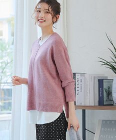 Tiaclasse 【安田美沙子さん着用・洗える】メランジVネックニットプルオーバー