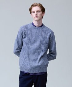 J.PRESS MEN ウール×カシミヤの上質素材【Cash Lamb's Wool】ケーブルクルーネック ニット_25年モデル