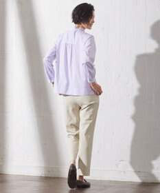 J.PRESS LADIES 【洗える】BEZ VEGA ストライプ フリルネック ブラウス