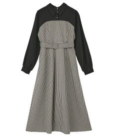 YECCA VECCA チェック柄ベアドッキングワンピース