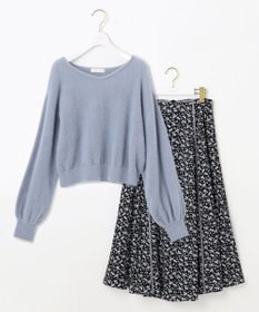 ANY SIS 【全方位 好印象】ラメフェザーニット×フラワースカート セット