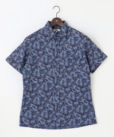 JOSEPH ABBOUD 【キングサイズ・リネン素材/清涼感/吸水速乾】リネンハニカムプリント 半袖 シャツ