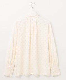 自由区 【洗える】カットジャカード ボウタイブラウス