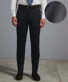 GOTAIRIKU セットアップ対応【洗える/ストレッチ/シワになりにくい】ウォッシャブルジャージー セットアップパンツ_柄（25年モデル） ネイビー×ストライプ