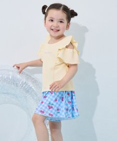 ANY KIDS 【UVカット】2WAYショルダーセパレート水着  エクリュ×サックスブルーチェック