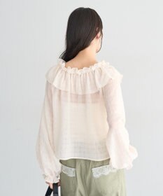 earth music&ecology シアーチェック2wayオフショルブラウス