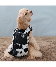 PET PARADISE Lee 牛柄 背中開きボアベスト 《 白黒》 中型犬 大型犬