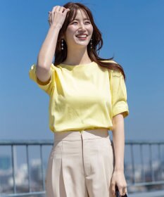 ANY SIS S 【撥水・汗ジミ防止・UVケア・洗える】スーピマスムース 袖タック Tシャツ