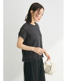 Green Parks 裾フリンジメッシュニットプルオーバー