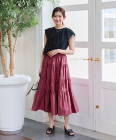 Tiaclasse 【小倉優子さん着用】ラタン風配色ストラップサンダル