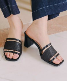 Tiaclasse 【小倉優子さん着用】ラタン風配色ストラップサンダル