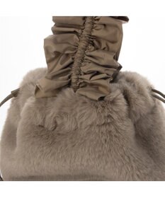 UNBILLION カシュカシュ cachecache / フリルハンドルエコファー巾着バッグ