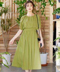 Tiaclasse 【洗える】麻調ギャザーワンピース