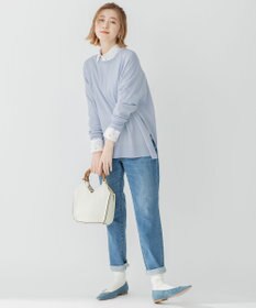 23区 L 【洗える】エンブロイダリーシャーティング シャツ ブラウス