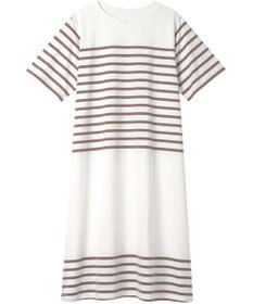 une nana cool 【綿100％】60ハイゲージ天竺パネルボーダー半袖ワンピース