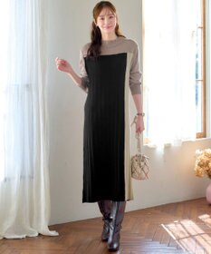 Tiaclasse 配色切替ニットワンピース