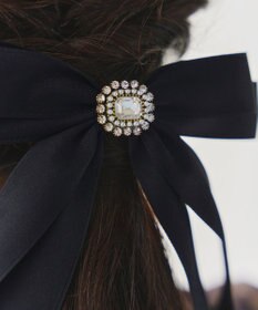 Tiaclasse サテンリボンバレッタ