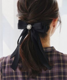 Tiaclasse サテンリボンバレッタ