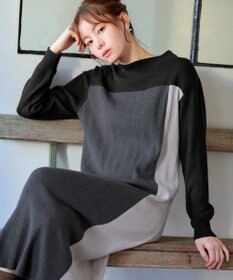 Tiaclasse 配色切替ニットワンピース