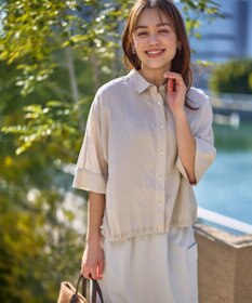 ANY ヨーロピアンリネンハーフスリーブシャツ サンドベージュ