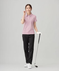 23区GOLF 【WOMEN】【吸水速乾/UVカット】アザミ小紋柄半袖ポロシャツ