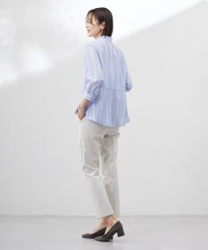 J.PRESS LADIES L 【洗える】SHEERストライプ ペプラム シャツ ブラウス