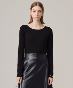 ICB L 【洗える】リヨセルカシミヤスムース ボートネックカットソー