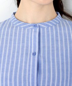 Tiaclasse 【新色追加・洗える】バンドカラーシャツチュニックブラウス