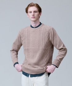 J.PRESS MEN ウール×カシミヤの上質素材【Cash Lamb's Wool】ケーブルクルーネック ニット_25年モデル