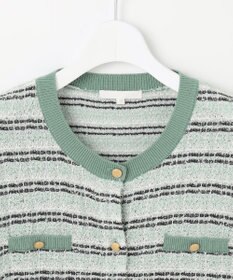 自由区 【洗える】カラーミックスツイードニット カーディガン