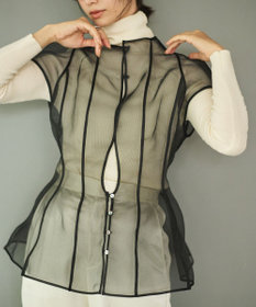 #Newans オーガンジーパネルブラウス