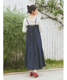 earth music&ecology デニムバックレースアップワンピース