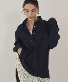 WEGO 【ANGIE VINTAGE】襟が選べる デニム プルオーバー シャツ（バンドカラー/レギュラー）