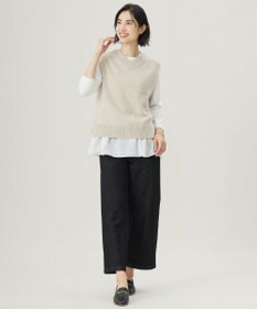 J.PRESS LADIES 【洗える】9ozストレッチ デニム ワイド パンツ