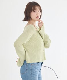 earth music&ecology 【予約】リブクロップドカーディガン