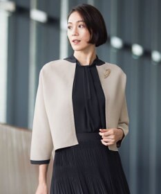 自由区 L 【洗える】ポリエステルホールガーメントボレロ ニット