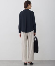 ICB L 【新色追加・WEB限定カラーあり】BackSatinAmunzen バンドカラーブラウス