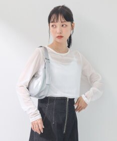 earth music&ecology リボンプリントシアープルオーバー