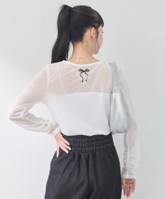 earth music&ecology リボンプリントシアープルオーバー