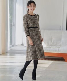 Tiaclasse 【安田美沙子さん着用・洗える】配色ツイードワンピース