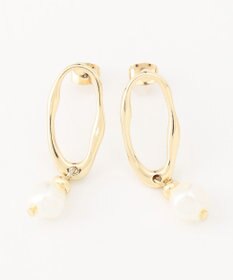 ANY オーバルパールピアス（両耳用）