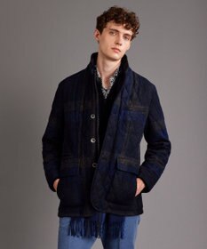 JOSEPH ABBOUD 【イタリア素材/軽量/中綿キルト】 スライバーチェックキルト ジャケット