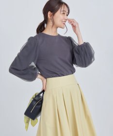 組曲 L ミニ裏毛チュールスリーブ カットソー