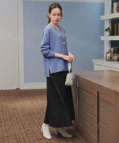 Tiaclasse 【安田美沙子さん着用・洗える】メランジVネックニットプルオーバー