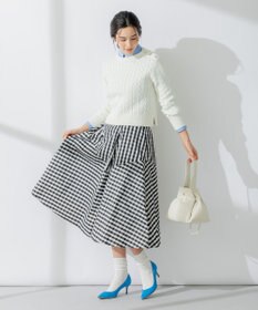 組曲 【ビジューボタン付き】SOBANE ケーブルプルオーバー ニット