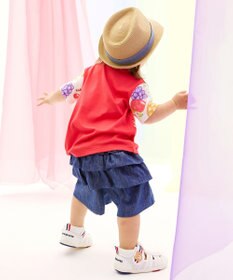 MIKI HOUSE HOT BISCUITS 【80-120cm】 先染めデニム バックフリル キュロットパンツ