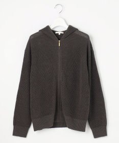 自由区 S 【洗える】リネンミドルゲージフーディ ニット