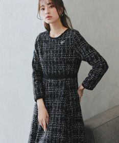 Tiaclasse 【安田美沙子さん着用・洗える】配色ツイードワンピース